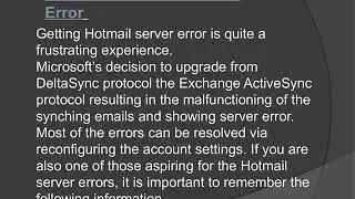 How to Fix Hotmail server error?