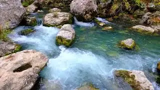 Peaceful turquoise mountain stream flowing (10 hours Nature Sounds for Sleeping/Studying)