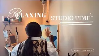 Relaxing Studio Time, No Pressure to rush a Painting #livingalone Cozy Art Vlog 👩🏾&zwj;🎨 ✨🎨 #relaxing