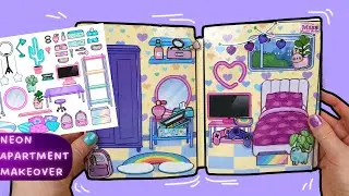 DIY Quiet Book Toca Boca  Life World/Neon Rainbow Apartment Makeover / Miss Paper Dolls