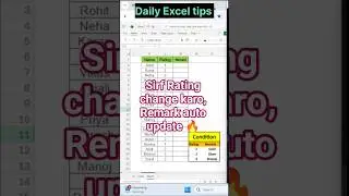 Excel SWITCH Formula | Rating ke hisaab se Automatic Remark | Excel Short👆#excel #ytshort #shorts