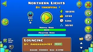 Northern Lights by trigipital | Easy 2, Futhere, 1/1 coin, LDM | Geometry Dash