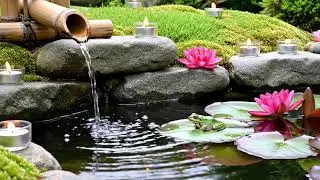 Soft Piano & Flowing Water | Lotus Pond Spa Music for Sleep & Stress Relief #watersounds #relax