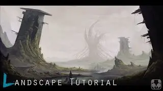 Digital landscape painting tutorial / Photoshop time lapse