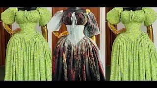 How to make this milkmaid corset dress with basque waistline | DETAILED