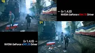 Assassin's Creed Unity Nvidia 344.75 VS 347.25 Driver Frame rate comparison