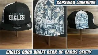 Eagles Snap Back Hat | 2020 Draft | Eagles Black Deck Of Cards 9Fifty Snapback Side Art Draft Hat