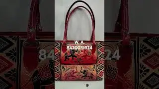 ***A.. B#Shantiniketan leather traditional block print double compartment shoulder bags.