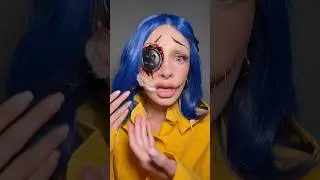 DAY 1 OF 31: CORALINE🪡🧵💙 #halloween #october #makeup #shorts #viral