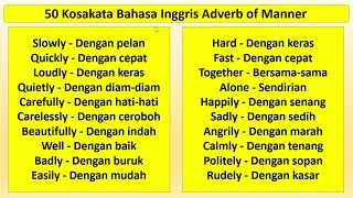 50 Kosakata Bahasa Inggris Adverb of Manner | Kata Keterangan Cara