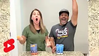 HUSBAND vs WIFE MINI CUP PING PONG BALL CHALLENGE *that was way too quick*