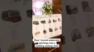 Small Town America custom wedding seating chart with watercolor illustrations #diyseatingchart #art