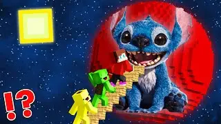 JJ and Mikey SURROUNDED by STITCH in Minecraft Maizen Security House - Banana Kid! Challenge