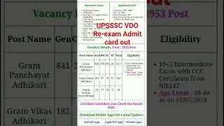 UPSSSC VDO Reexam admit card out
