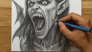Insane Demon Girl Drawing | Screaming From Hell - Hyper Realistic Pencil Art