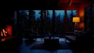 Heavy Rain & Crackling Fire in a Cozy Cabin for Deep Sleep