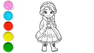 Cute Elsa Frozen Drawing for kids, Painting & Coloring for kids, Toddlers | Let's Draw Together