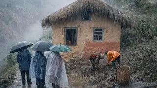 This is Mountain village Life During Heavy in the Rainfall daily activity in The himalayan village .