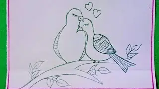Love Birds Drawing Easy | Love Birds Drawing Easy Pencil |Love Birds || Birds Drawing ||