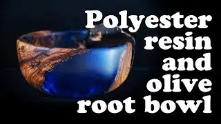 Woodturning a Polyester resin and olive root bowl !