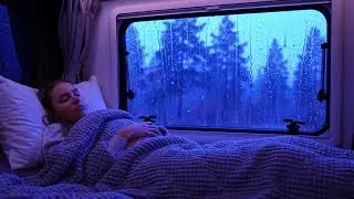 Cozy Camper Bed Ambience Surrounded by Heavy Rainstorm and Soft Thunder for Restful Sleep