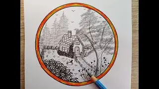 I draw my cat sitting on the bench outside my house in the countryside 🐈🌾🏡🪑