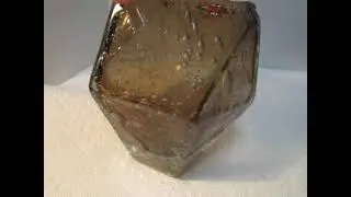 Anthropologie Small Faceted  Geometric Art Glass Gem Vase, Smoke Colored, Unique