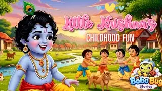 ✨Little Krishna’s Childhood Fun🧈🦚 | 🎶Musical Story for Kids | BoBo Bug Stories🩷