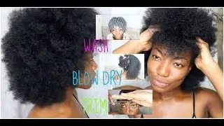 Watch me WASH, BLOW DRY, & TRIM my Natural Hair