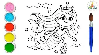 Drawing and Coloring Mermaid || How to Draw Mermaid || Learning Video | Drawing for Kids & Beginners