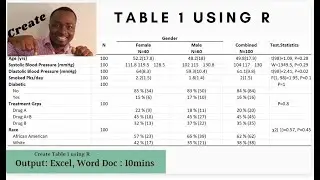 Create Table 1 using R: Output Excel, MS Word Tables