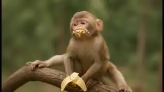 POV: You took too big a bite 😅🍌 #banana #monkey #funny