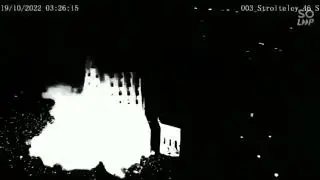 CCTV video shows strike on administrative building in Enerhodar, Russian-controlled Ukraine