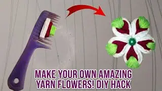 Amazing Comb Hack! 🌸 Easy Woolen Flower Making Trick | Kanghi Se Phool Banane Ka Tarika