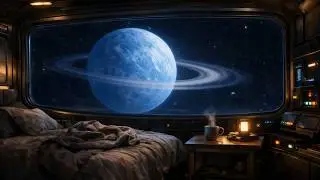 Cozy Space Bedroom Facing a Blue Planet | Deep Space Calm (2H)