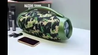 Caixa De Som Karaok&ecirc; 2 Microfones Boombox 3 120W 33CM Bluetooth Pen-Drive R&aacute;dio A Prova D'&Aacute;gua