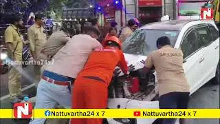 അഞ്ചല്‍ ആയൂര്‍ പാതയില്‍ കെഎസ്ആര്‍ടിസി ബസും കാറും കൂട്ടിയിടിച്ചു അപകടം : കാര്‍ ഡ്രൈവര്‍ക്ക് പരിക്ക്