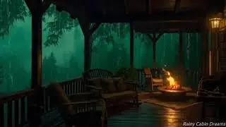 THUNDER and HEAVY Rainfall on a Forest Cabin Balcony - Fall Asleep Fast