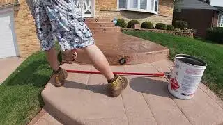 Sealing Stamped Concrete Driveway 👀- This Stamped Concrete Had No Sealer On It!