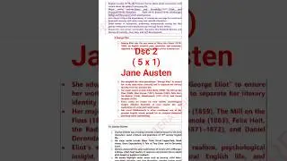 Dsc 2 (5 marks question) Jane Austen  history of english prose english honours ccf #dsc2