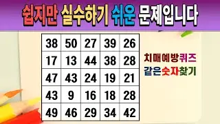 쉽지만 실수하기 쉬운 문제입니다 #같은숫자찾기 #숫자퀴즈 #숫자찾기 #치매예방퀴즈 #치매테스트 #두뇌운동