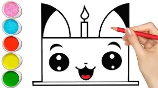 How to draw cute Pikachu cake for kids & toddlers, easy kids drawing, cake drawing