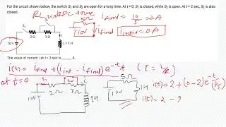 #networkanalysis Que 13: Transient current calculation for RL circuit with a DC source.