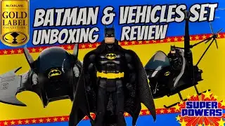 McFarlane Super Powers Gold Label Batman/Whirlybat/Batwing Unboxing & Review (Amazon Exclusive)