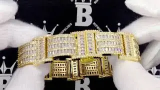 Bling Bling I Bars Baguette VVS Iced Out Gold Hip Hop Bracelet