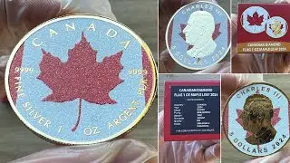 DIAMOND FLAG Maple Leaf 1 Oz Silver Coin 5$ Canada 2024