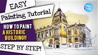 How to paint architecture with ink and watercolor (step by step tutorial)