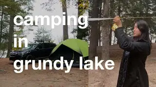 Fall camping in the rain at Grundy Lake Ontario