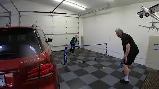 Gary & Debbie Pickleball Practice in Garage 2020