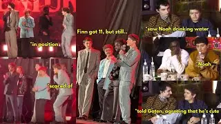Finn saw Noah drinking water then told Gaten about it and then just stared and giggled at him?😭💀
